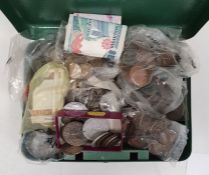 Quantity of British and foreign coins and medals, etc