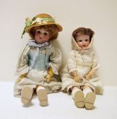 Armand Marseille bisque headed doll, AM390 with ball jointed composition body, 44cm high and a