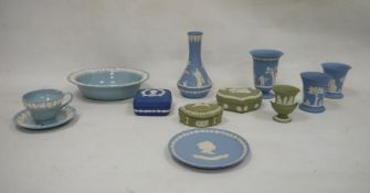 Large quantity Wedgwood jasperware trinket boxes, vases, dishes and other items and other Wedgwood