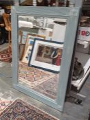 Modern rectangular mirror in blue painted frame