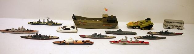 Quantity of playworn diecast cars and boats to include 'Corgi 007 Lotus Esprit', Matchbox