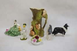 Royal Doulton figure HN2474 'Elyse', a Beswick model of a border collie, a Goebel model of a bird,