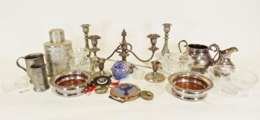 West German ceramic jug in the form of a bird, a large pewter bowl and various chinaware,