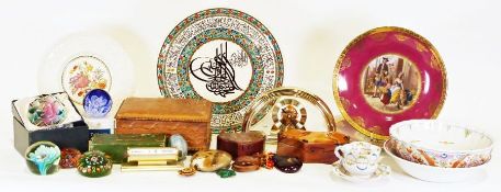 Boxed Caithness 'Finesse' paperweights, a Gladstone china part tea set and various china and