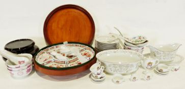 Modern Chinese-style vase with dragon handles, a Sango china 'Garden Song' part dinner set, 12