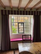 Two pairs of modern purple, pink and grey striped curtains, satin cotton fabric, 125 x 220 cm (2)