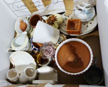 Smiths wooden-cased mantel clock, nine Danish stainless steel trinket dishes and candleholders and