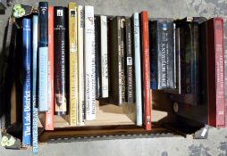 Three boxes of books to include Dynasties, Painting in Tudor and Jacobean England 1530-1630 (3