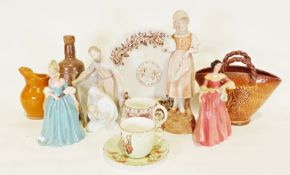 Juliana collection figurine of Jesus and Mary, a salt glazed stoneware bottle, three stoneware