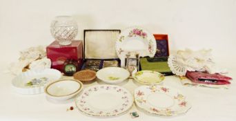 Bohemian cut glass bowl, a silver-plated knife and fork set, a Kate Spade purse, a leather