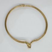 9ct gold serpent collarette necklace set with ruby eyes, 30g approx.Condition ReportApprox 38cm,