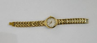 Maurice Lacroix lady's gold-plated wristwatch having mother-of-pearl finish dial, side button and