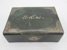 Silver-mounted whist box with playing cards and counter, by Mappin & Webb, London 1896