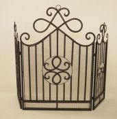 Modern Oka wrought metal three-fold firescreen
