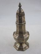 Silver sugar caster of octagonal form, Birmingham 1978, 6.3oz