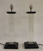 Pair of modern table lamps by David Hunt Lighting Ltd, in clear perspex quatrefoil section