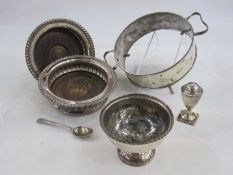 Silver two-handled bowl by E H Houlston, Birmingham 1944, of circular form (lacking glass liner),