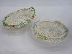 Belleek Hensall basket 1999 and a Belleek 2004 basket, both with their original boxes (2)