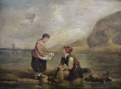 Attributed to William Collins RA (1788-1847) Oil on canvas Shrimping children, girl and boy, the boy