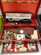 Quantity of costume jewellery to include marcasite, gold-plated chains, earrings and brooches