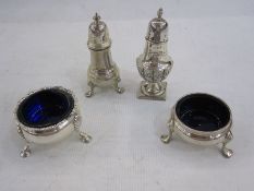 George III silver salt cellar, cauldron-shaped, with everted rim, raised on three hoof feet and with