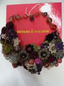 Butler & Wilson floral collar, having felt and beaded relief flowerheads, in pink Butler & Wilson