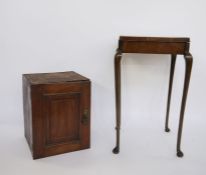 20th century walnut side table, the square top with carved corners, raised on cabriole legs and a