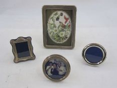 Rectangular silver photograph frame, Birmingham 1922, a smaller engine-turned silver circular