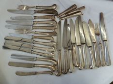 Quantity modern silver-handled knives, pistol and scroll, quantity 1960's pistol-handled knives