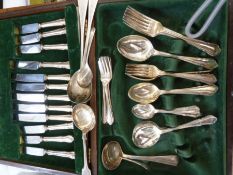 Quantity plated table flatware, mainly for six, serpentine thread-pattern