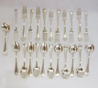 Quantity of Birks silver coloured metal flatware to include six dessert spoons and forks, six soup