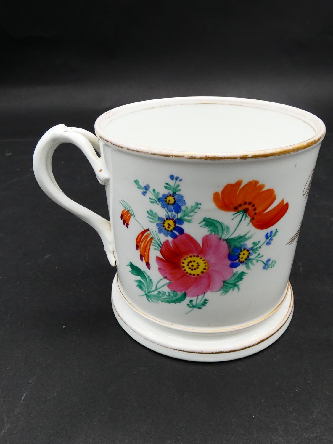 Four Victorian hand painted and gilded floral design christening mugs, some with gilded - Image 2 of 13