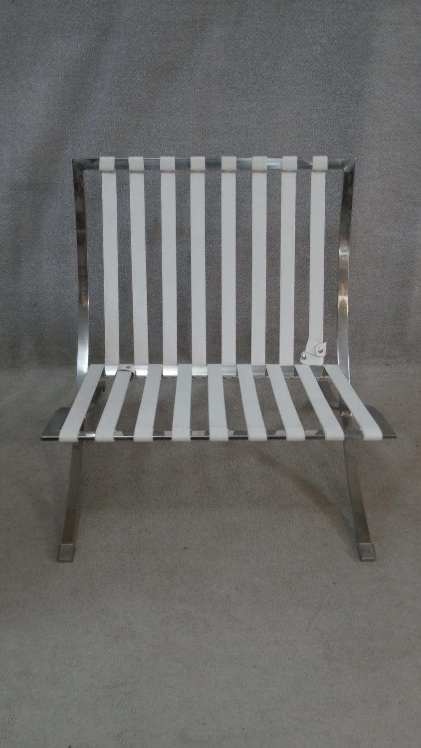 A Barcelona style easy chair in faux leather buttoned upholstery. H.39cm - Image 3 of 3