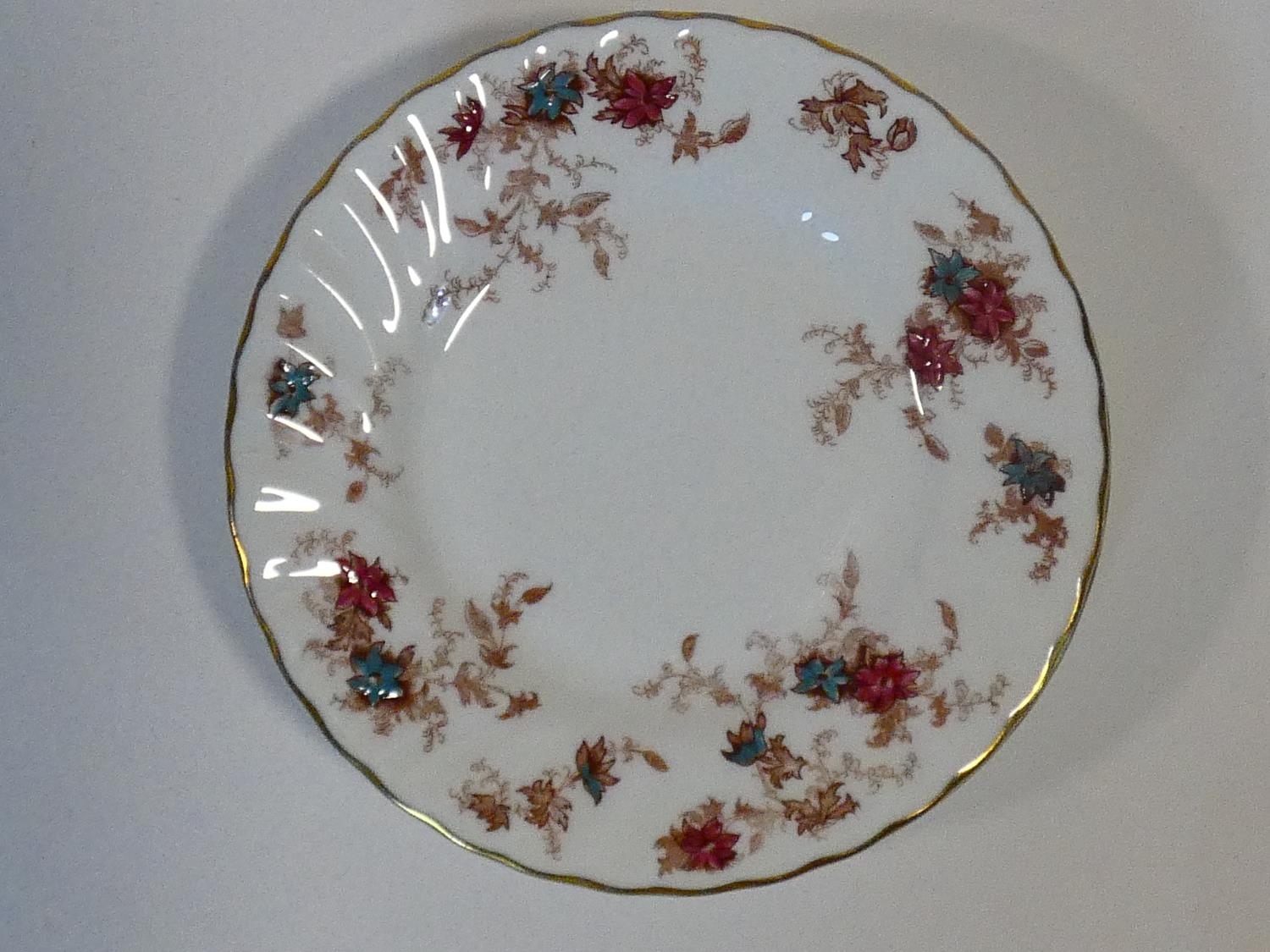 A Mintons Ancestral pattern hand painted porcelain part dinner service, five dinner plates, side - Image 15 of 27