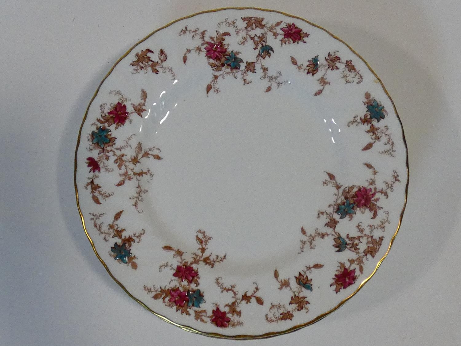 A Mintons Ancestral pattern hand painted porcelain part dinner service, five dinner plates, side - Image 11 of 27