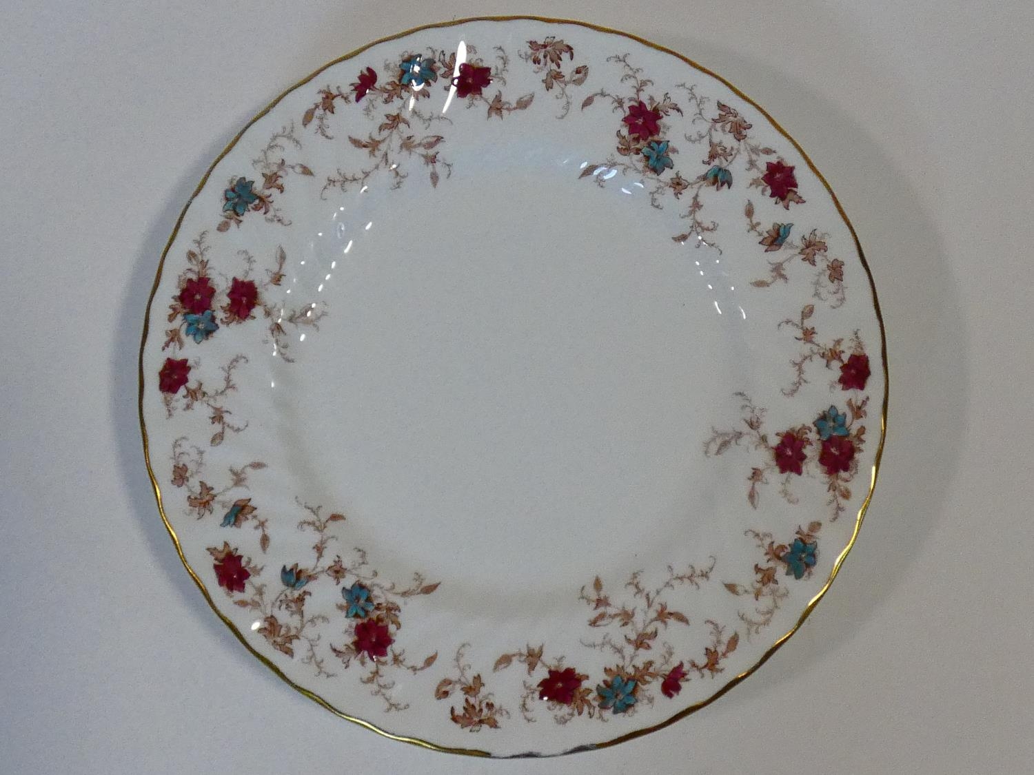 A Mintons Ancestral pattern hand painted porcelain part dinner service, five dinner plates, side - Image 6 of 27