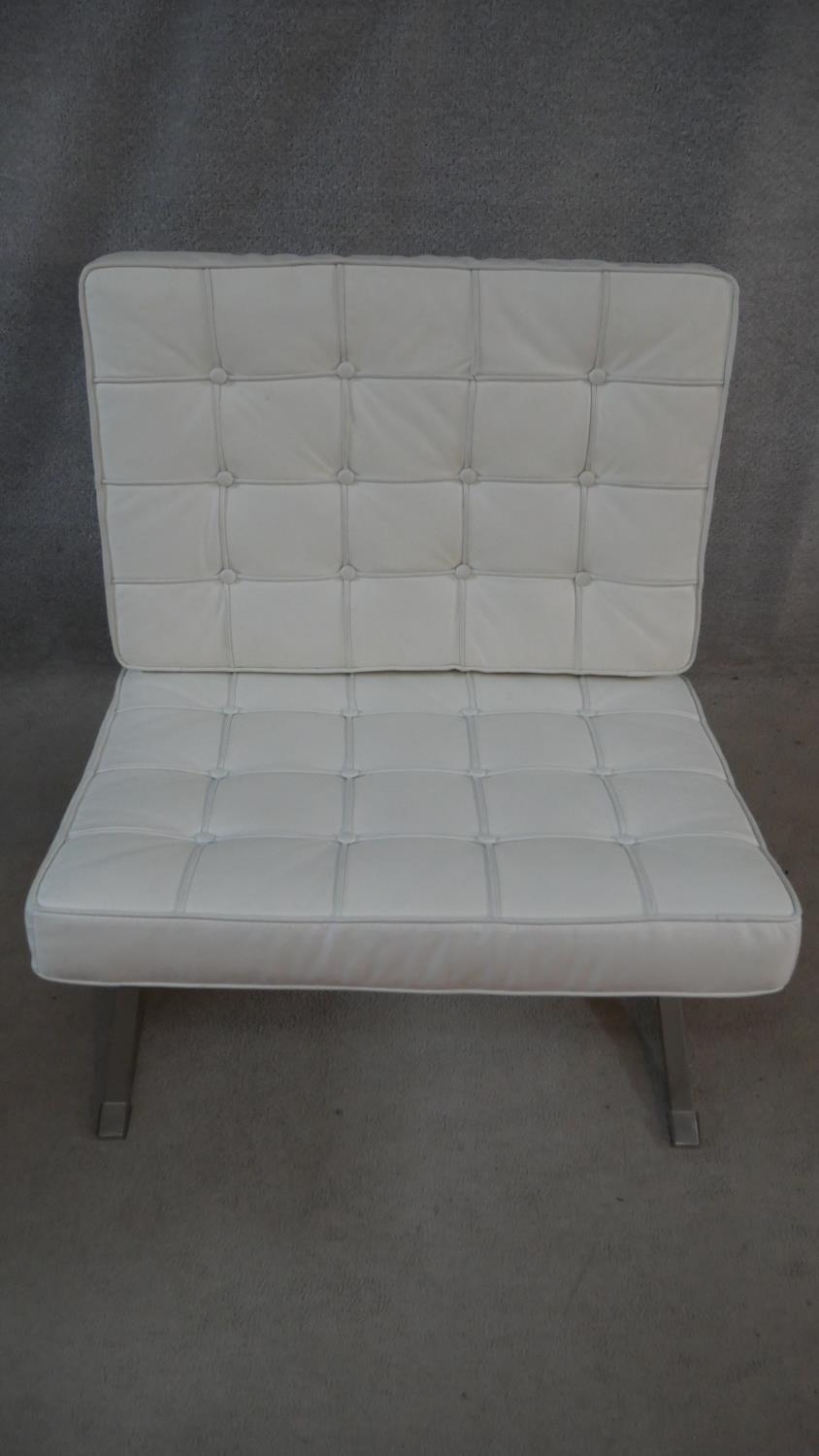 A Barcelona style easy chair in faux leather buttoned upholstery. H.39cm - Image 2 of 3