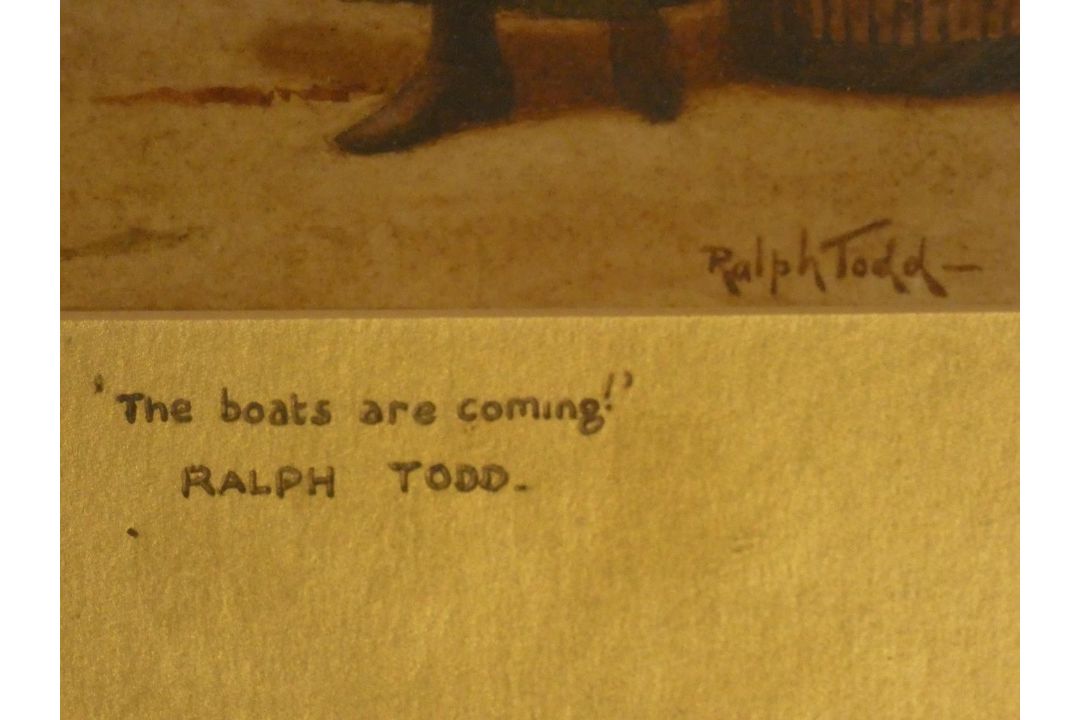 After Ralph Todd (1856-1932) A pair of framed and glazed prints, "The Call" and "The boats are - Image 6 of 6