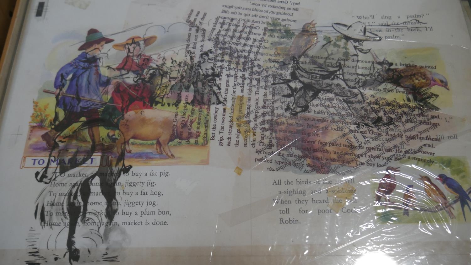 A boxed collection of layout sheets for two different vintage children's books. Some black and white - Image 2 of 8