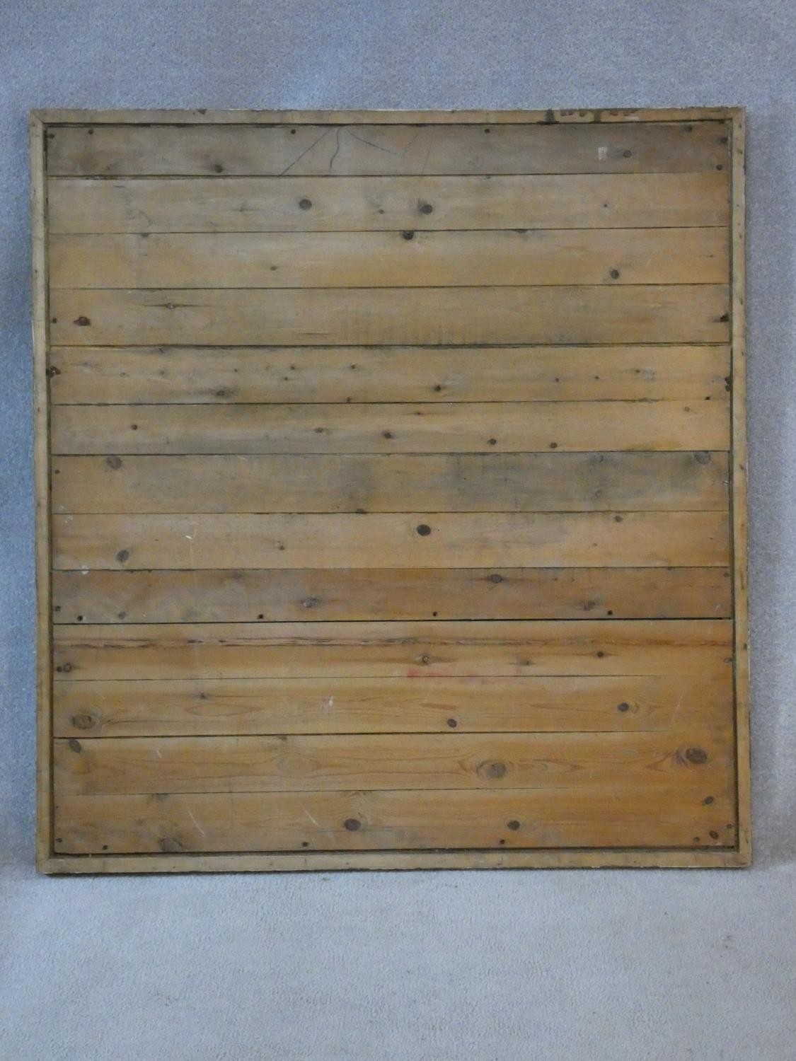 A wall mirror with original plate in distressed painted frame. 130x122 - Image 4 of 4
