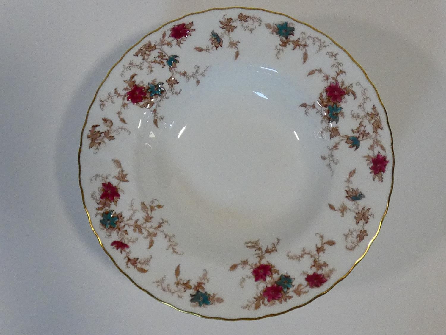 A Mintons Ancestral pattern hand painted porcelain part dinner service, five dinner plates, side - Image 9 of 27