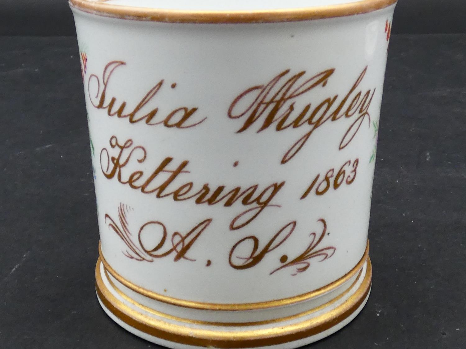 Four Victorian hand painted and gilded floral design christening mugs, some with gilded - Image 10 of 13
