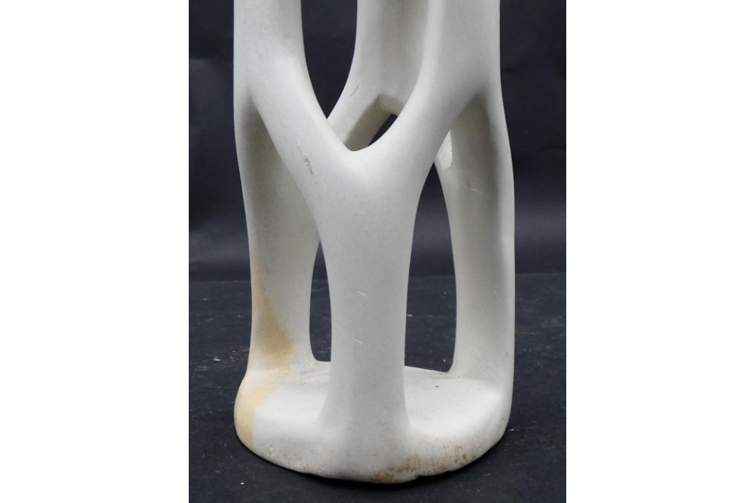 A collection of three carved and pierced soapstone figure groups. H.29cm - Image 4 of 9