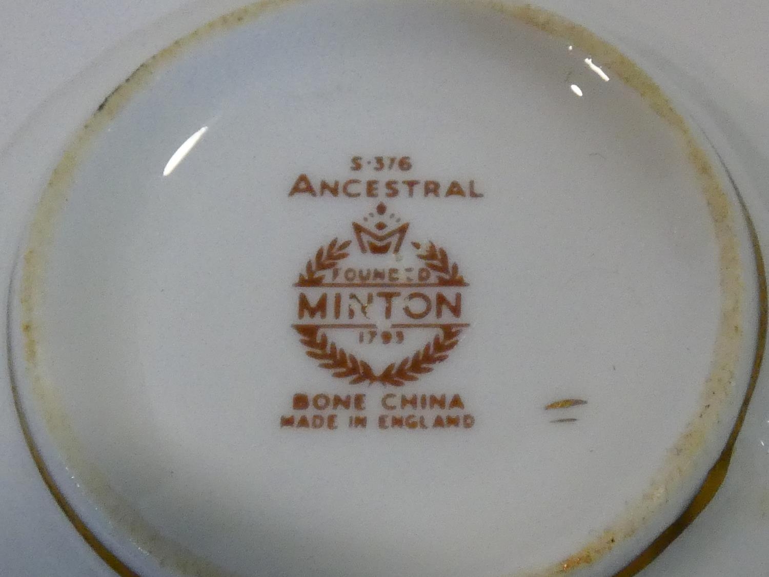 A Mintons Ancestral pattern hand painted porcelain part dinner service, five dinner plates, side - Image 27 of 27