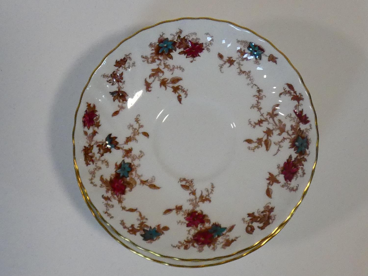 A Mintons Ancestral pattern hand painted porcelain part dinner service, five dinner plates, side - Image 17 of 27