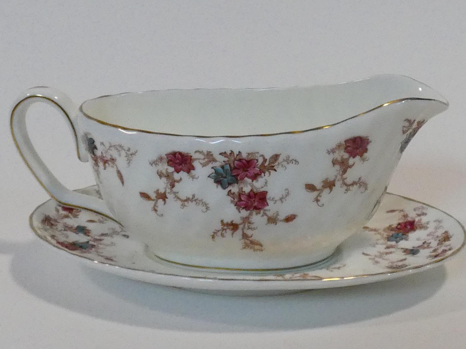 A Mintons Ancestral pattern hand painted porcelain part dinner service, five dinner plates, side - Image 18 of 27
