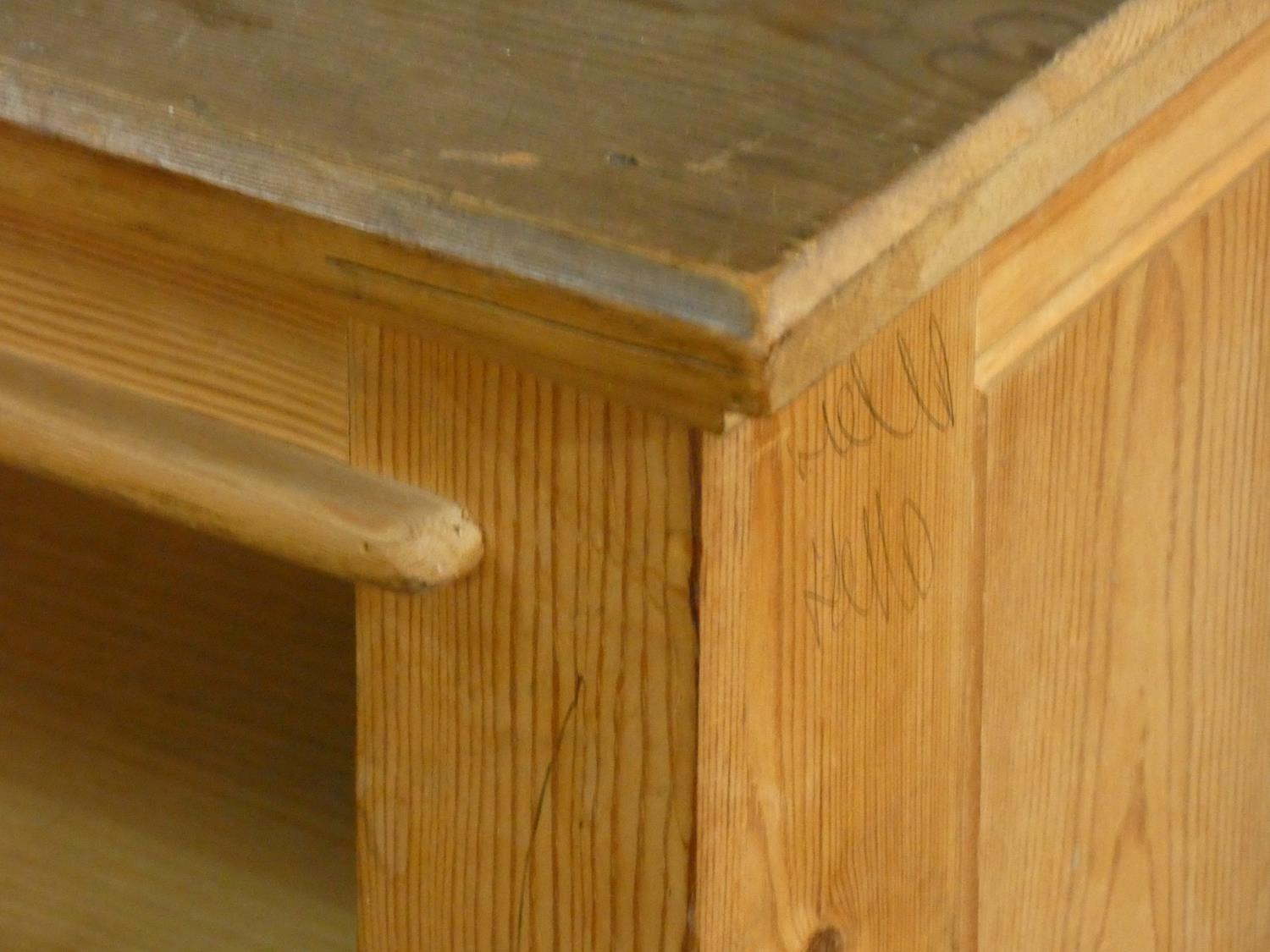 A Victorian style pine dwarf open bookcase. H.87 W.101 D.37cm - Image 3 of 4