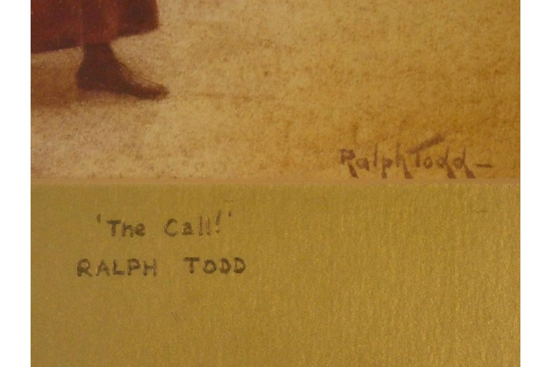 After Ralph Todd (1856-1932) A pair of framed and glazed prints, "The Call" and "The boats are - Image 3 of 6