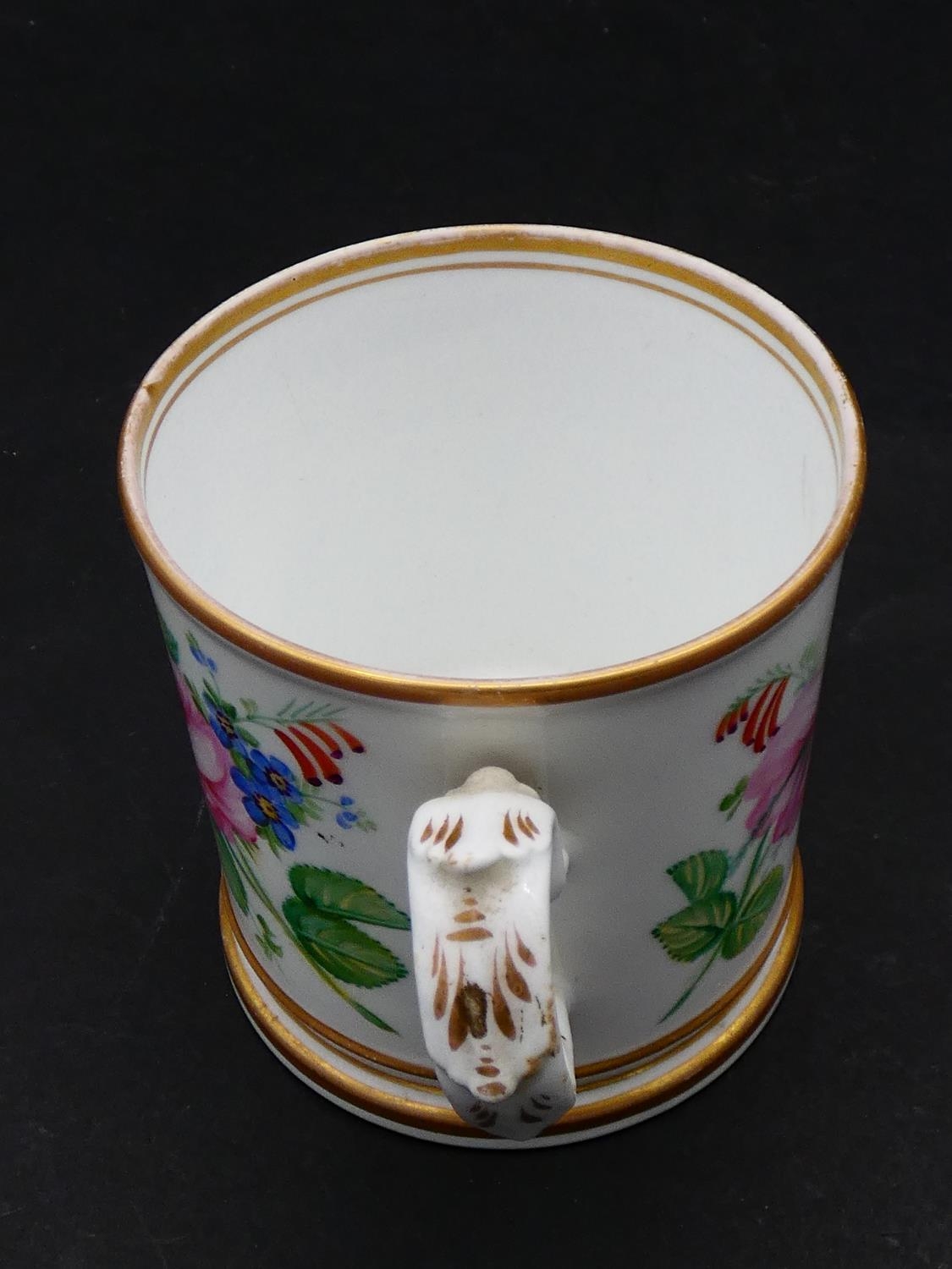 Four Victorian hand painted and gilded floral design christening mugs, some with gilded - Image 11 of 13