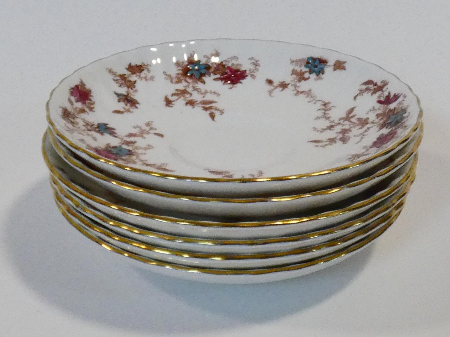 A Mintons Ancestral pattern hand painted porcelain part dinner service, five dinner plates, side - Image 16 of 27